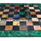 Marble Chess Table Top Malachite Pietra Dura Inlay Thanks Giving Decorate H2745
