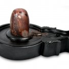 Black Marble Stone Yoni Base Shiva Lingam Handmade Sculpture Temple Decor E1369