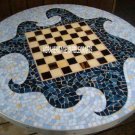 White Marble Chess Designer Table Mosaic Inlay With Pietradura Patio Decor H4042