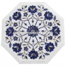 White Center Marble Coffee Table Lapis Inlay Marquetry Arts Mosaic Decor H3055