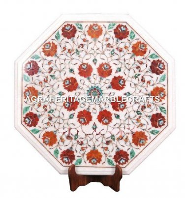 Marble Center Coffee Table Top Carnelian Gems Inlay Marquetry Home Gifts H1703