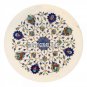 White Marble Plate Lapis Lazuli Pauashell Inlay Gemstone Kitchen Decor H3577