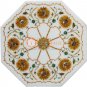 12"x12" White Wall Tile Carnelian Inlaid Marquetry Floras Thanksgiving Gift Art