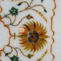 12"x12" White Wall Tile Carnelian Inlaid Marquetry Floras Thanksgiving Gift Art