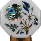 6"x6" Marvelous White Tile Pauashell Floral Pietradura Floral Design Home Decor