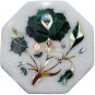 6"x6" Marble White Handmade Wall Tile Malachite Inlay Floral Living Room Decor