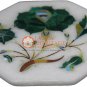 6"x6" Marble White Handmade Wall Tile Malachite Inlay Floral Living Room Decor
