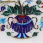 12"x12" White Living Wall Decor Tile Multi Stone Parrot Floral Gemstone Art Deco