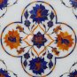 8"x8" Marble White Wall Decor Tile Lapis Inlay Semi Precious Floral Design Decor