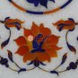 8"x8" Marble White Wall Decor Tile Lapis Inlay Semi Precious Floral Design Decor