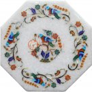 8"x8" Marble White Handmade Unique Wall Tile Parrot Semi Precious Veterans Gift