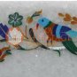 8"x8" Marble White Handmade Unique Wall Tile Parrot Semi Precious Veterans Gift