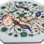 12" Marble Handmade Wall Decor Tile Pauashell Inlaid Floral Design Veterans Gift