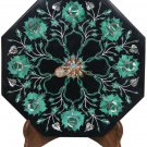 12"X12" Black Marble Top Wall Decor Tile Malachite Inlay Floral Work Home Decor
