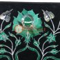 12"X12" Black Marble Top Wall Decor Tile Malachite Inlay Floral Work Home Decor
