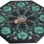 12"X12" Black Marble Top Wall Decor Tile Malachite Inlay Floral Work Home Decor