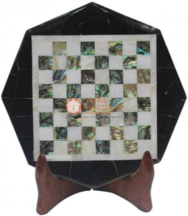 12" Marble Chess Tile Decorative Wall Pauashell Mosaic Art Living Room Decor