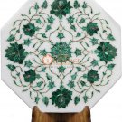 12"x12" Marble Top Wall Tile Malachite Inlay Floral Marquetry Arts Outdoor Decor
