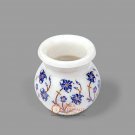 Marble White Flower Storage Vase Lapis Inlaid Marquetry Floral Art Handmade Gift Marble White Flower Storage Vase Lapis Inlaid Marquetry Floral Art Handmade Gift