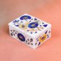 White Marble Jewelry Personalize Box Lapis Inlaid Mosaic Floral Fine Design Gift