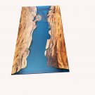 Blue Resin Epoxy Coffee Dine Table Top Wooden Handmade Luxury Interior Decor Art