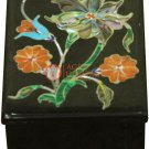 1.5"x2" Black Jewelry Organizer Box Pauashell Floral Marquetry Art Veterans Gift