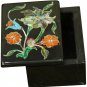 1.5"x2" Black Jewelry Organizer Box Pauashell Floral Marquetry Art Veterans Gift