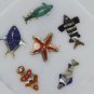 6"x6" Marble White Living Room Wall Decor Multi Stone Fish Design Hallway Decor