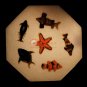 6"x6" Marble White Living Room Wall Decor Multi Stone Fish Design Hallway Decor