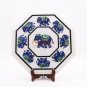 12"x12" Marble White Top Custom Table Lapis Elephant Inlaid Design Garden Decor