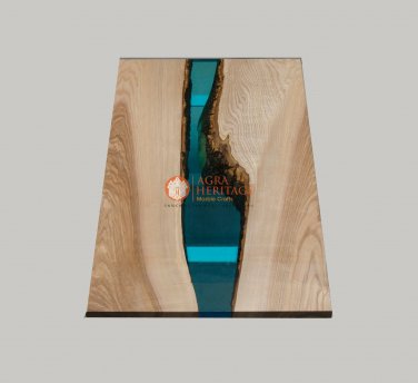 Handmade Decorative Dining Custom Corridor Table Top Epoxy Blue Resin Decor Arts