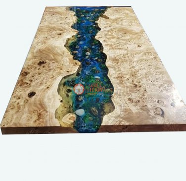 Custom river epoxy table l EPOXY DINING TABLE l Natural Wood Walnuts Table Decor