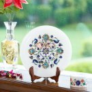 Indian Heritage Craft White Marble Collectible Pate Inlaid Lapis Peacock Decor