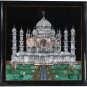12"x12" Marble Black Side Table Top Inlay Taj Mahal Stone Art Living Room Decor