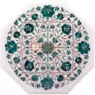 12"x12" Marble White Customize Table Malachite Inlaid Floral Fine Art Home Decor