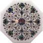 12"x12" White Corridor Table Pauashell Floral Marquetry Design Living Room Decor