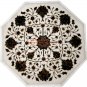 12"x12" White Corridor Table Pauashell Floral Marquetry Design Living Room Decor