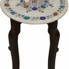 12"x12" Marble Side Table With 15" Stand Multi Stone Floral Art Handmade Gifts 12"x12" Marble Side Table With 15" Stand Multi Stone Floral Art Handmade Gifts