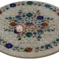 12"x12" Marble Side Table With 15" Stand Multi Stone Floral Art Handmade Gifts