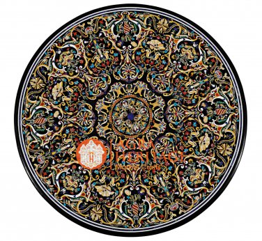 Marble Center Outdoor Dining Table Top Stunning Collectible Inlay Design E1598