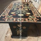 5'x3' Black Marble Dining Room Table Top With Stand Inlay Restaurant Decor E761