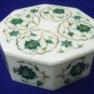 4"x4"x2" Marble Jewelry Box Real Malachite Inlay Floral Art Collectible Gifts