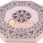 18"x18" Marble White Counter Top Table Lapis Floral Gemstone Patio Arts Decor