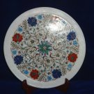 12" Marble Serving Plate Multi Inlay Floral Marquetry Arts Christmas Gift Decor