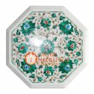12"x12" Marble Coffee Table Top Malachite Inlay Floral Pauashell Decor H005