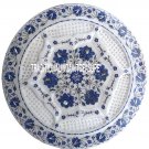 13" White Marble Plate Lapis Lazuli Pietradura Inlay Grill Art Kitchen Decor