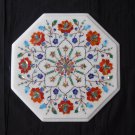13" White Marble Coffee Marquetry Dining Table Top Home Carnelian Inlay Decor