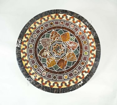 24" Coffee Marble Top Custom Table Pietra Dura Inlay Art Occasional Gift H5142