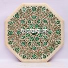 15" Marble Top Coffee Table Malachite Inlay Stone Marquetry Halloween Gift H3178
