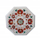 12" Marble Coffee Table Top Carnelian Malachite Inlay Floral Arts Bedroom Decor